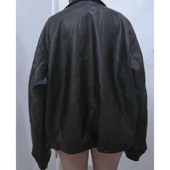 Vegan Leather Two-Way Zip-Up Jacket - Picture 2 of 7